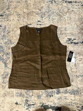 NWT Rafaella Brown Sleeveless Linen Top